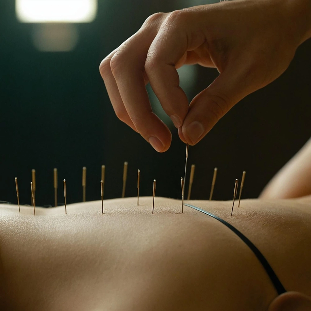 Sessão de acupuntura realizada por Luciana Simone para alívio de dores e equilíbrio energético